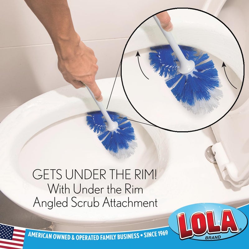 LOLA Classic Toilet Brush w/Under-The-Rim Scrubber, deep Cleans The Entire Toilet Bowl, Non-Slip Handle w/Rubber Comfort Grip, 1 Pack - Image 3